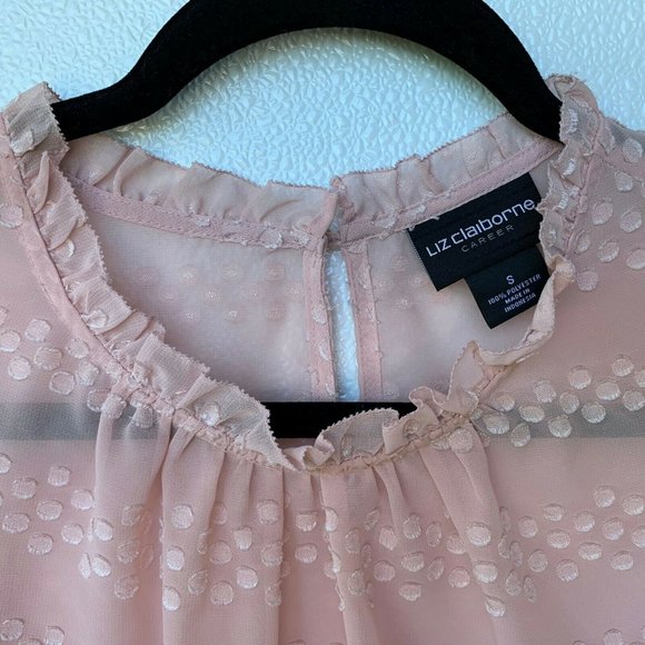Liz Claiborne Women Blouse  Rose Pink Sheer Long s - Picture 2 of 6